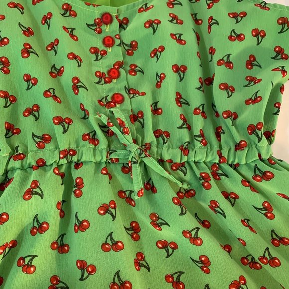 Apple Green with Cherries Sun Dress - Picture 4 of 12